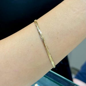 Pulseira de corrente de cobra em ouro 14k, corrente espinha de peixe de 3,10 mm, pulseira espinha de peixe em ouro, corrente minimalista elegante, joia de ouro 14k, presente para ela