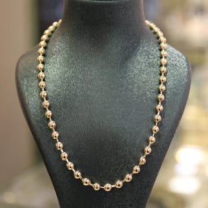 14K Gold Ball Chain Necklace, 4mm Bead Chian Women, Gift for Her, Gold Ball Necklace, Gold Ball Chain, Women’s Gold Chain Necklace, Chain