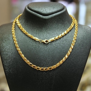 22K Gold Mirror Chain Necklace, 3.20 mm Chain Necklace, Luxury 22K Gold Chain Jewelry, Women Chain, 22k Gold Jewelry, 22k Pure Gold Chain