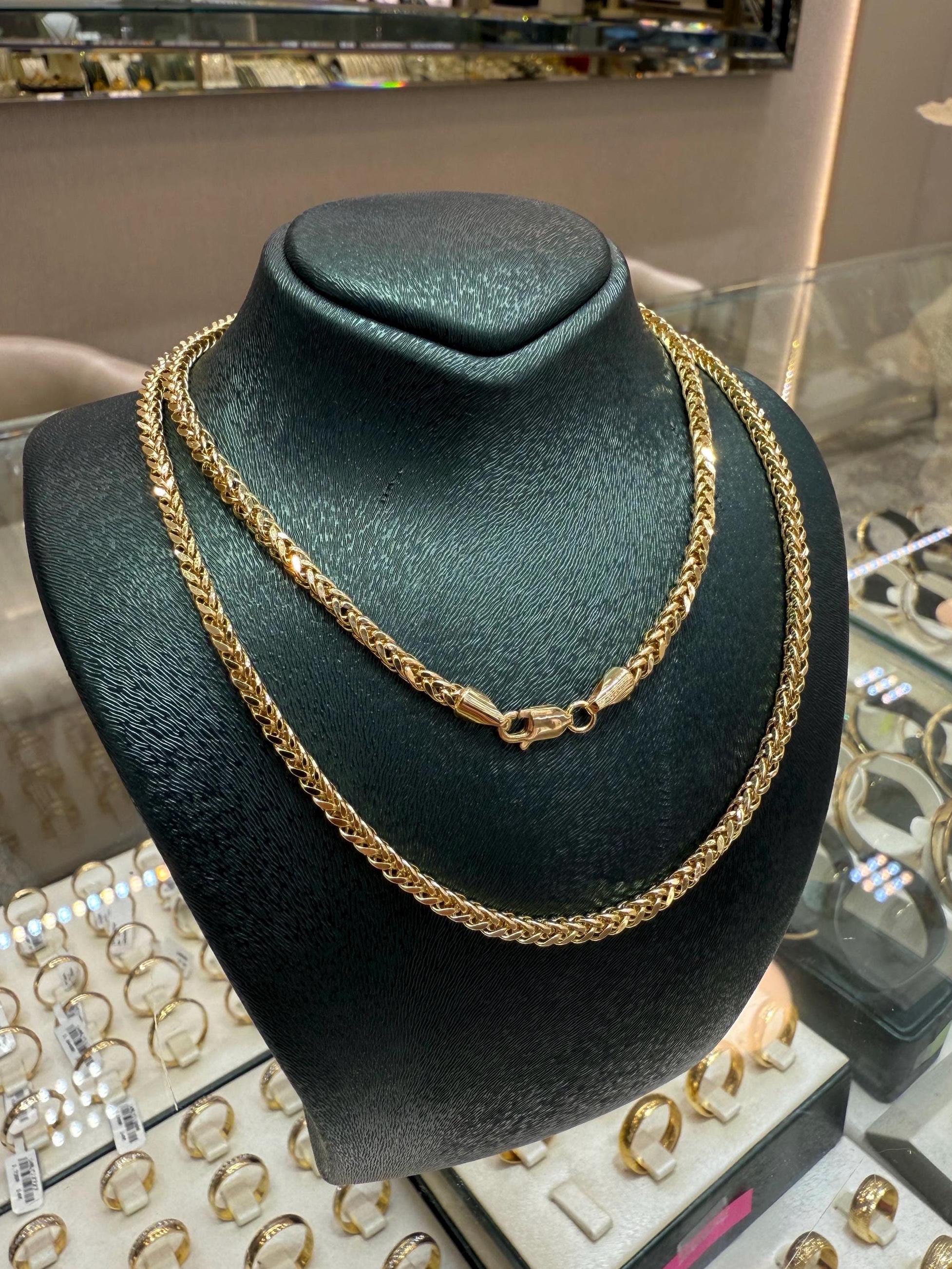 14k Gold Foxtail Chain Necklace, 2.40 Mm, Gold Chain, Jewelry for