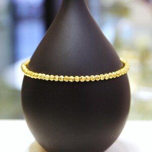Pulsera de oro macizo de 22 quilates con cuentas dóricas de 3 mm, pulsera de oro de 22 quilates, pulsera para mujer, joyería de oro de 22 quilates, regalo para ella, pulsera con diseño personalizado imagen 2
