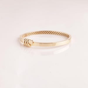 14k Gold Bangle Bracelet, Gold Stacking Bracelet, 4MM Gold Bangle, Stacking Engraved Bangle, Gift For Her, Simple Gold Bangle Bracelet
