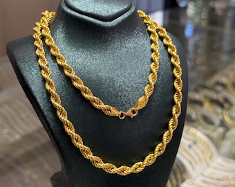 22K Solid Gold Chain Necklace: Handmade Indian Jewelry