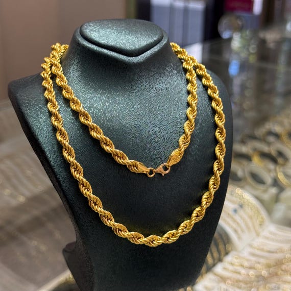 22K Gold Rope Chain Necklace, 5.50 Mm Gold Chain, Chain for Men