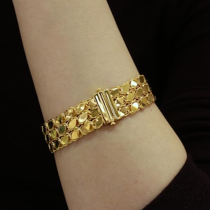 14K Gold Mirror Chain Bracelet, 17 mm Chain Bracelet, Luxury Gold Bracelet Jewelry, Women Bracelet, 14k Gold Jewelry, 14k Pure Gold Bracelet