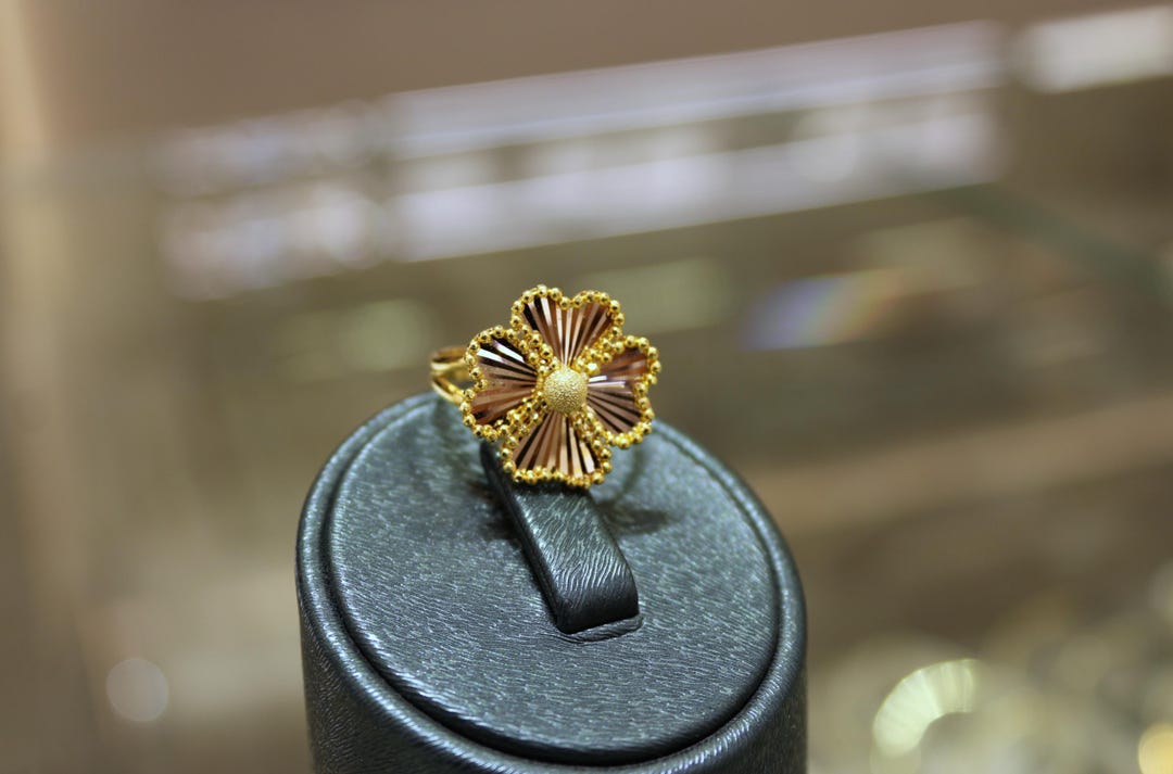 14K Solid Gold Four Leaf Clover Ring, Lucky Clover Ring, Gift for Her ...