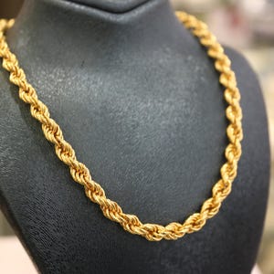 22K Gold Rope Chain Necklace, 5.00 Mm Gold Chain, Jewelry for Men, Rope ...