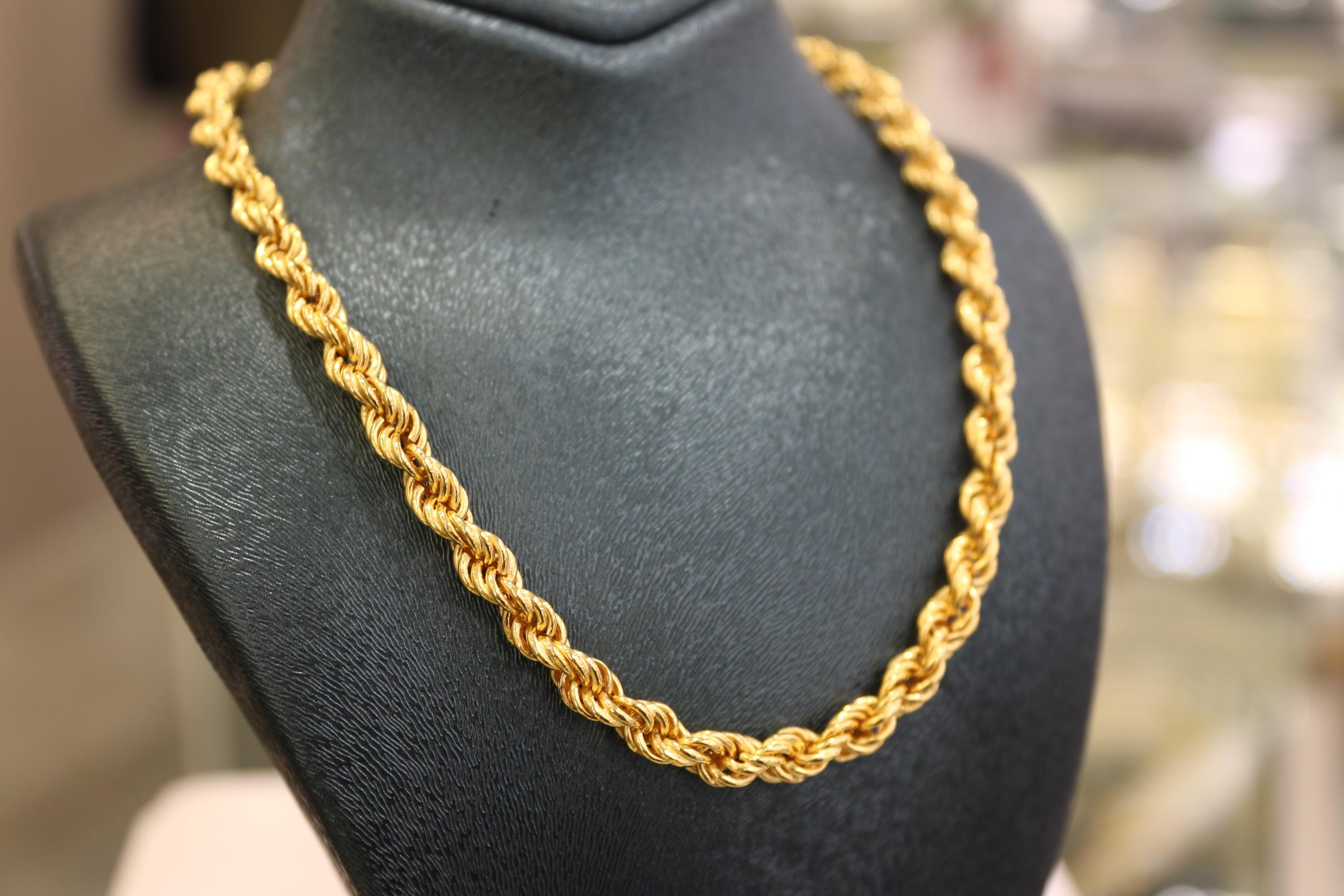 22K Gold Rope Chain Necklace, 5.00 Mm Gold Chain, Jewelry for Men, Rope ...