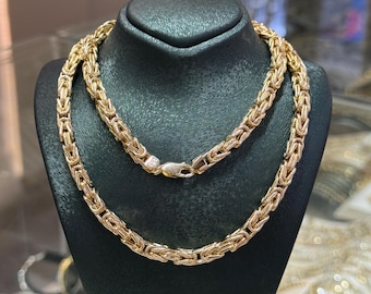 14K Gold Byzantine Chain, 5 MM King Chain Necklace, 14K Gold Chain, Gold Byzantine Chain Necklace, Gift For Him, Gift For Her, Unisex Chain