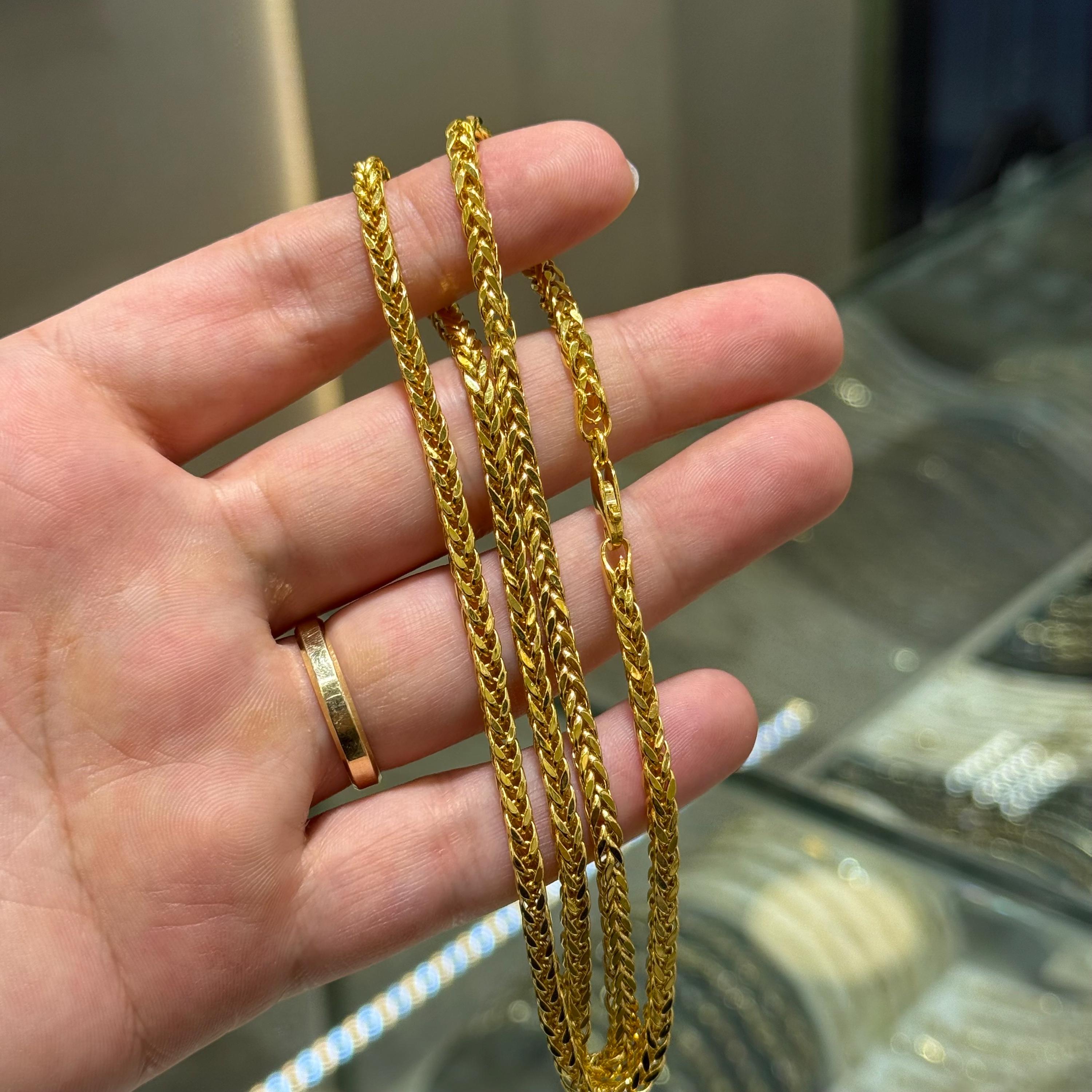 14k Gold Foxtail Chain Necklace, 3.20mm, Gold Chain, Jewelry for