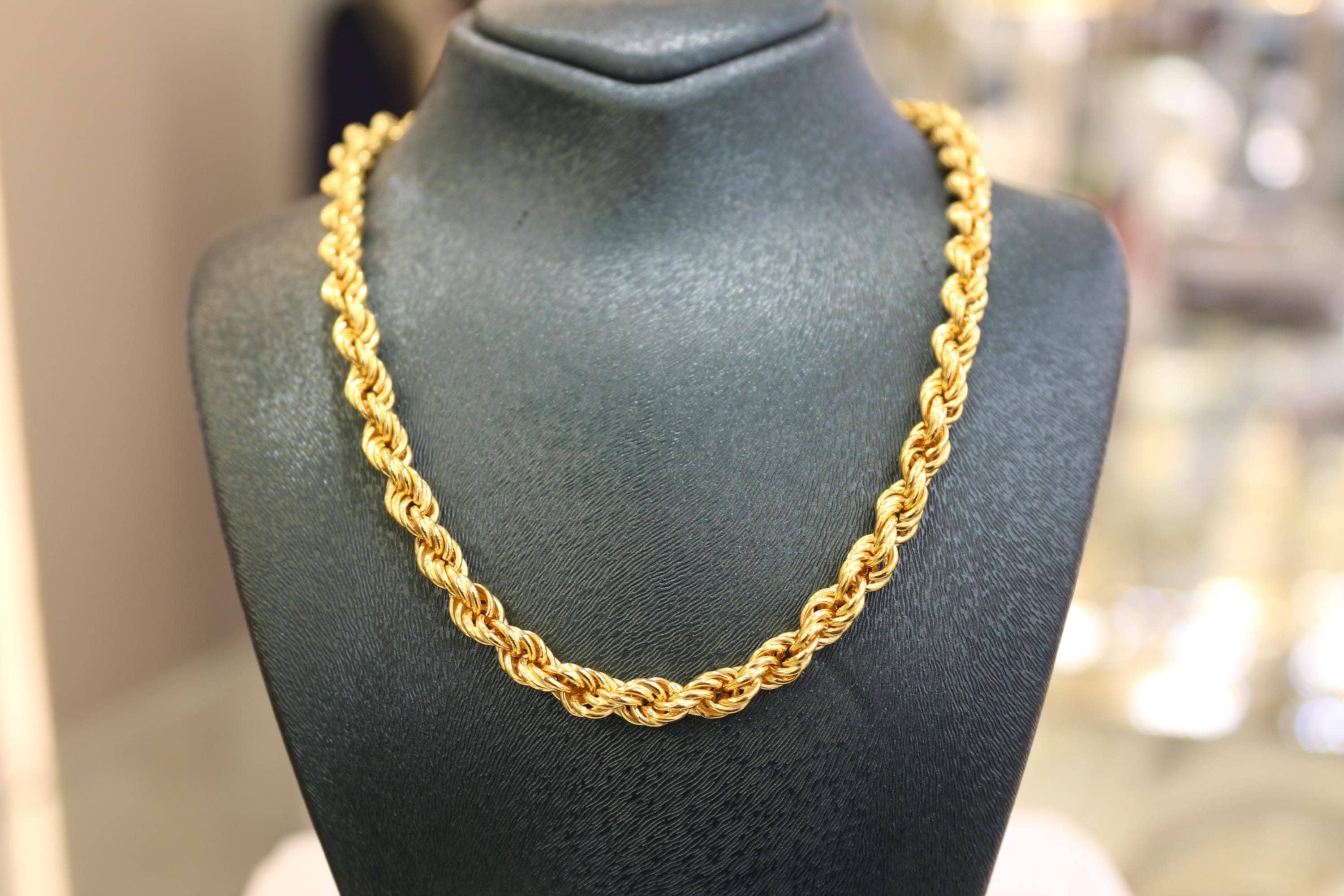 22K Gold Rope Chain Necklace, 5.00 Mm Gold Chain, Jewelry for Men, Rope ...