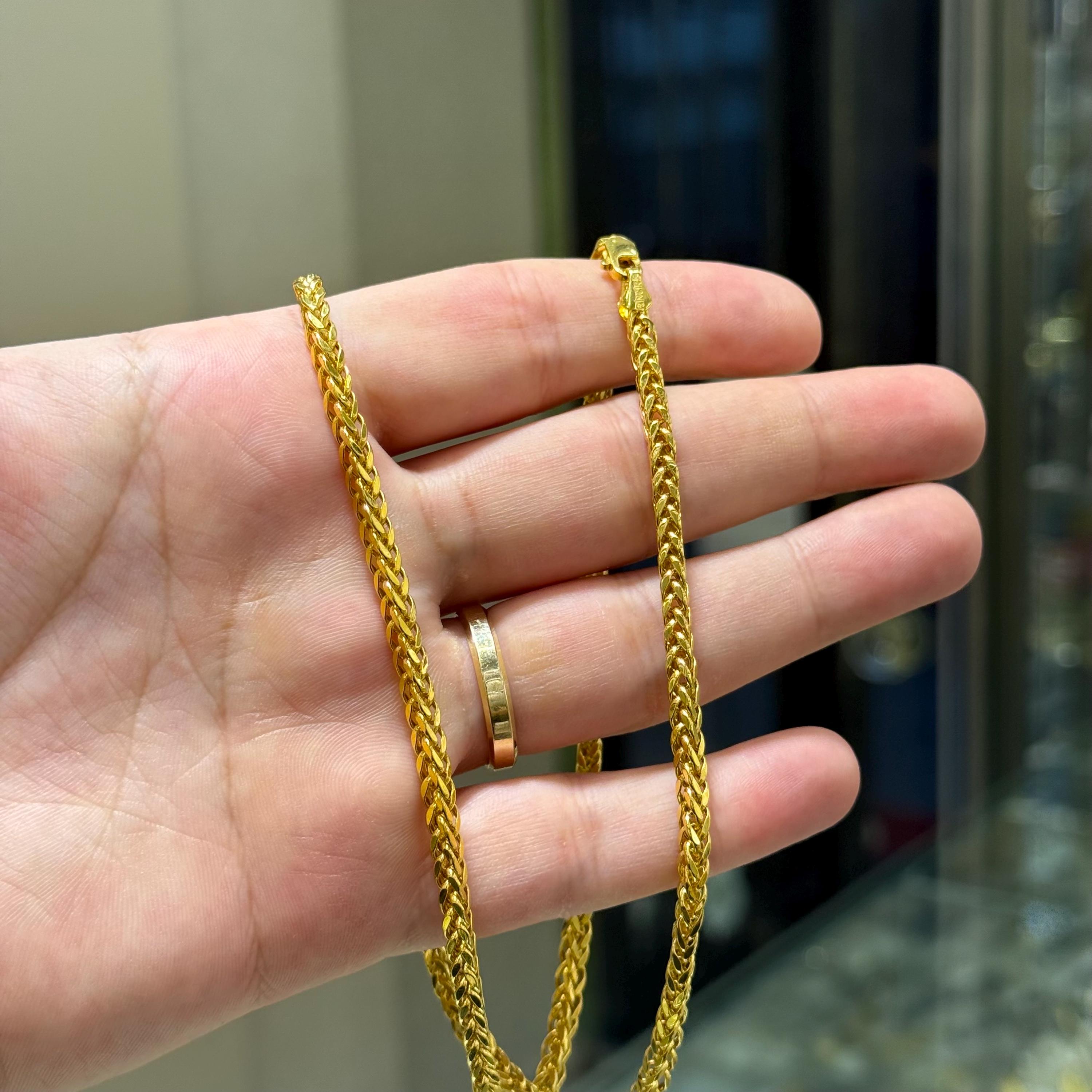 14k Gold Foxtail Chain Necklace, 3.20mm, Gold Chain, Jewelry for