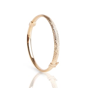 14k Gold Bangle Bracelet, Gold Stacking Bracelet, 6MM Gold Bangle, Stacking Engraved Bangle, Gift For Her, Simple Gold Bangle Bracelet