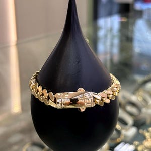 14K Gold Miami Curb Chain Bracelet, 14K Miami Cuban, 9 mm, Gold Curb Cuban Chain, 14K Gold Bracelet, Cuban Link Chain Bracelet, Gift for Her