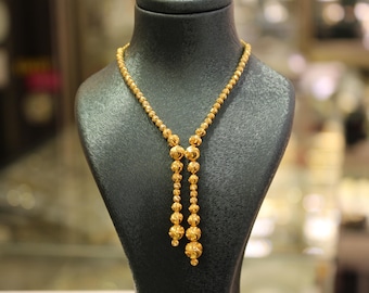 22K Gold Dorica Bead Ball Chain Necklace, Dorica Gold Chain, Jewelry for Women, Ball Gold Necklace, Women Chain, 22k Gold Jewelry Gift