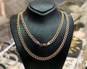 本物の 14k ゴールド マイアミ キューバン リンク チェーン ネックレス