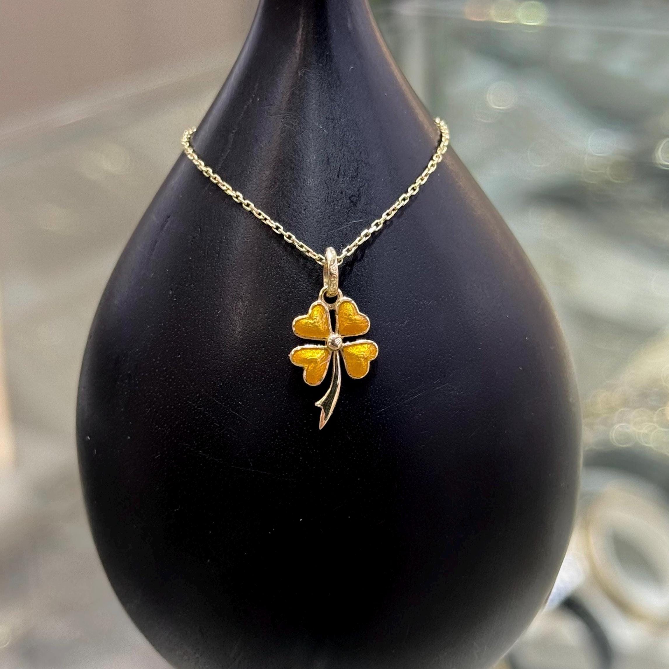 NEW TOP JEWELRY 14K Leaf Charm 14金 14K Solid Gold Four Leaf Clover Charm Pendant, Lucky Clover