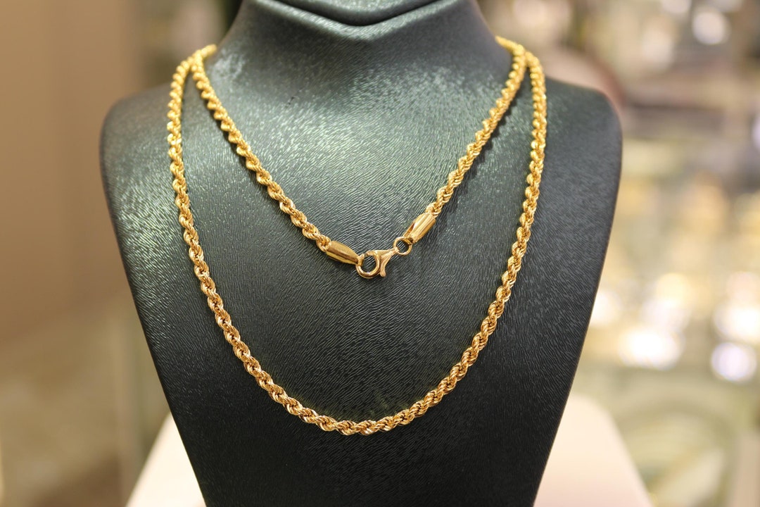 22K Gold Rope Chain Necklace, 2.50 Mm Gold Chain, Jewelry for Men, Rope ...
