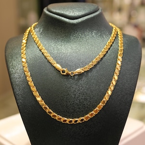22K Gold Mirror Chain Necklace, 3.50 mm Chain Necklace, Luxury 22K Gold Chain Jewelry, Women Chain, 22k Gold Jewelry, 22k Pure Gold Chain