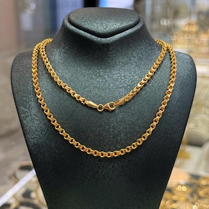 22K Pure Gold Chain Necklace, 2.70mm Gold Chain, Jewelry for Women, 22K Pure Gold Chain Gold Necklace, Chain for Men, 22K Gold Gift for Her