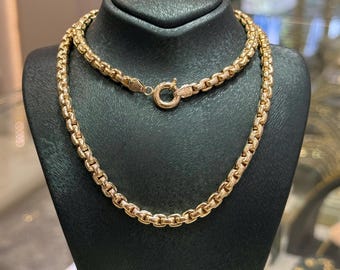 14K Gold Chain Necklace, 5 mm Chain, 14K Gold Chain, Unisex Gold Chain, Italian Style Statement Necklace, 14 Karat Yellow Gold Jewelry Gift