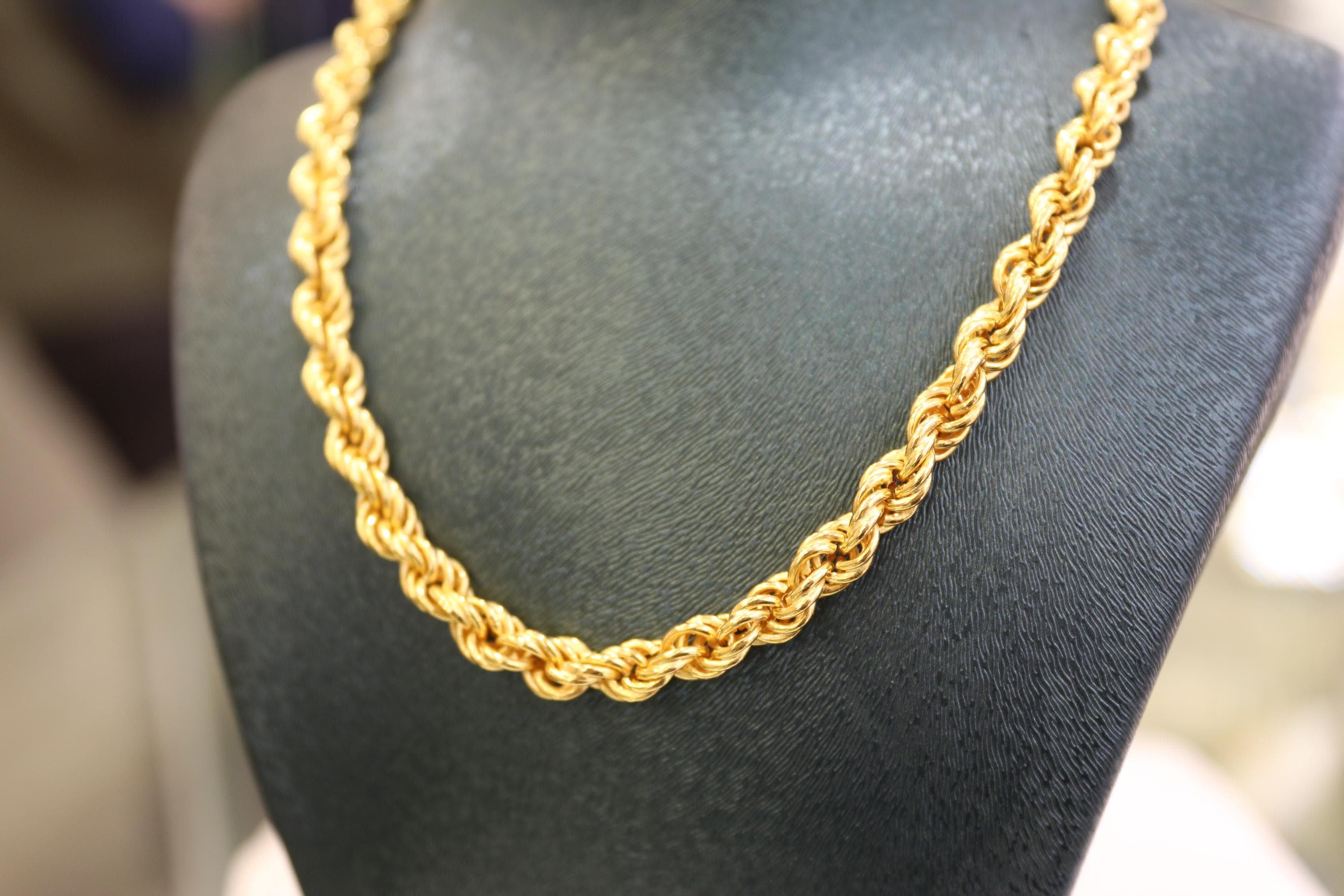 22K Gold Rope Chain Necklace, 5.00 Mm Gold Chain, Jewelry for Men, Rope ...