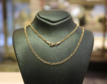 14K Gold Figaro Halskette, 2 mm, Geschenk für sie, Geschenk für ihn, dicke Gliederkette, 14k Goldkette, Herrenkette, minimalistischer Alltagsschmuck