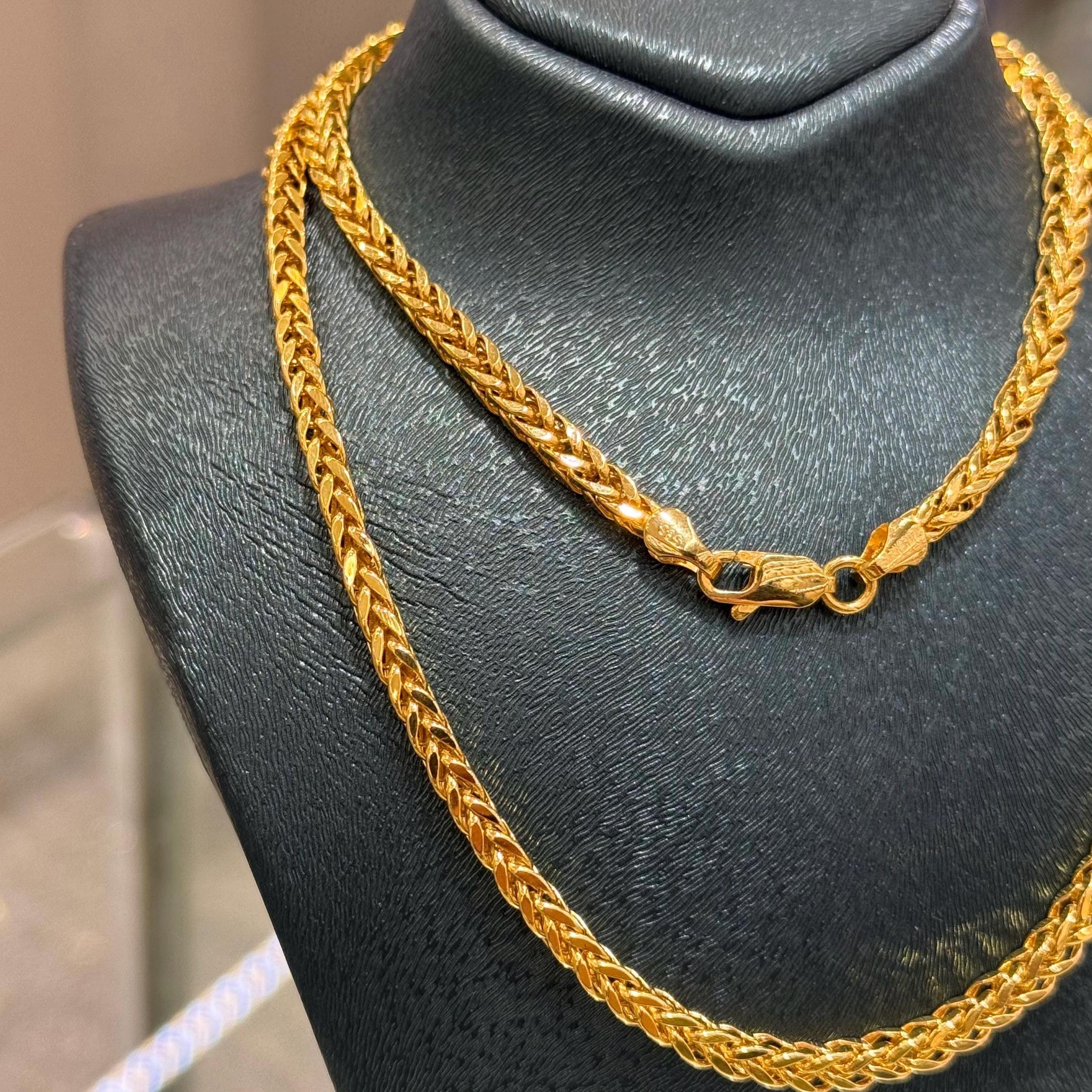 14k Gold Foxtail Chain Necklace, 3.20mm, Gold Chain, Jewelry for