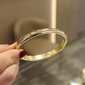 14K Gold Bangle Bracelet, 6.5 MM Minimalist Gold Bracelet, Stacking Bracelet, Cuff Bracelet, Gift For Her, Gold Jewelry, Bracelet for Woman