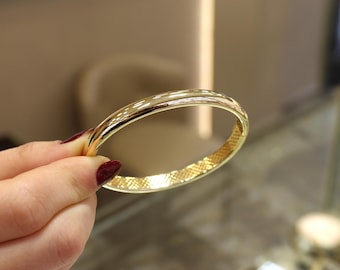 14K Gold Bangle Bracelet, 6.5 MM Minimalist Gold Bracelet, Stacking Bracelet, Cuff Bracelet, Gift For Her, Gold Jewelry, Bracelet for Woman