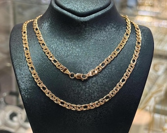 14K Gold Chain Necklace, 4 mm Chain, 14K Gold Chain, Unisex Gold Chain, Italian Style Statement Necklace, 14 Karat Yellow Gold Jewelry Gift