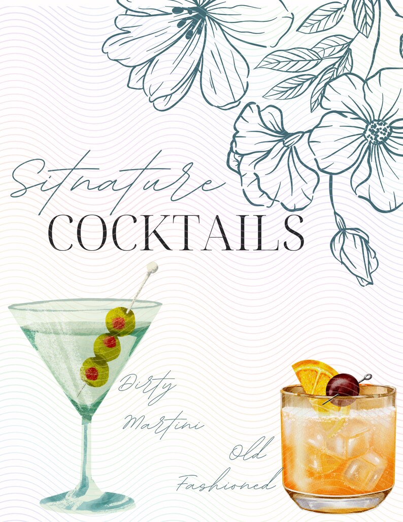 Signature Cocktails Menu - Design 2 - Etsy