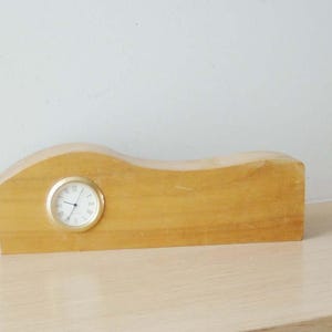 Vintage wooden clock, modern wooden clock with quartz mechanism, blond wood desk clock, modern minimalist design clock, late eighties