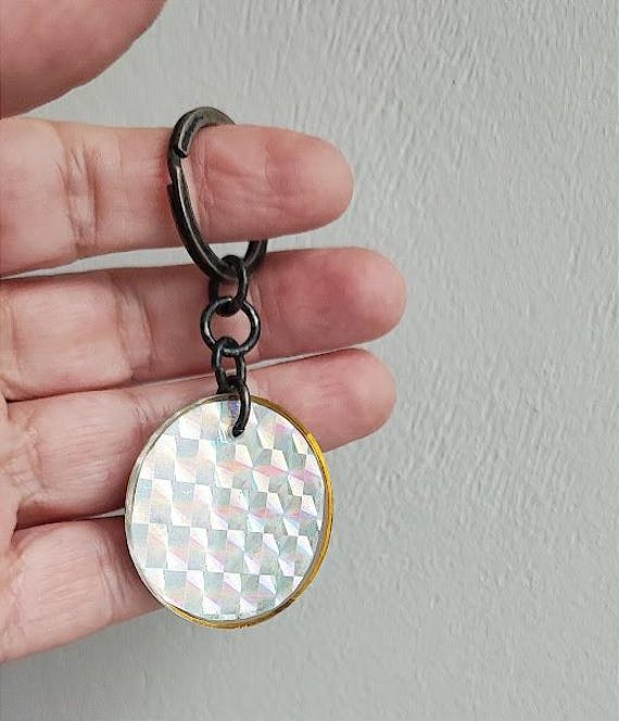 Vintage, plexi circle key ring, plexiglass, moder… - image 9