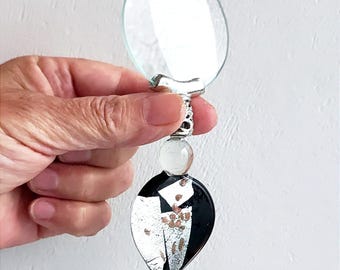 Vintage magnifying glass, ornate magnifying glass with black glass handle, vintage office magnifier, vintage office decor, late eighties