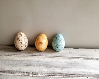 Yellow easter egg, solid ceramic easter egg, tan, splotched egg, easter decor egg, small easter egg, greek easter egg, natural egg colour