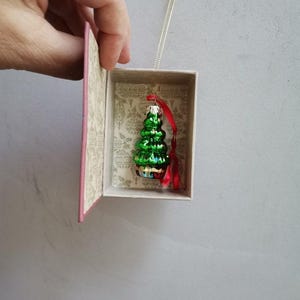 Xmas tree ornament, vintage xmas tree ornament in a box, traditional christmas tree miniature ornament in vintage box with xmas decor image 9