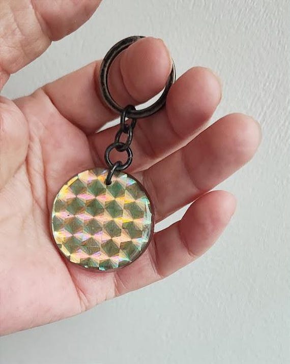 Vintage, plexi circle key ring, plexiglass, moder… - image 5