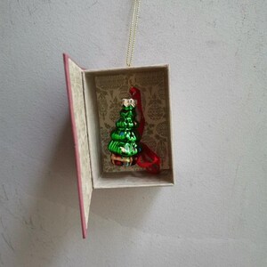 Xmas tree ornament, vintage xmas tree ornament in a box, traditional christmas tree miniature ornament in vintage box with xmas decor image 7