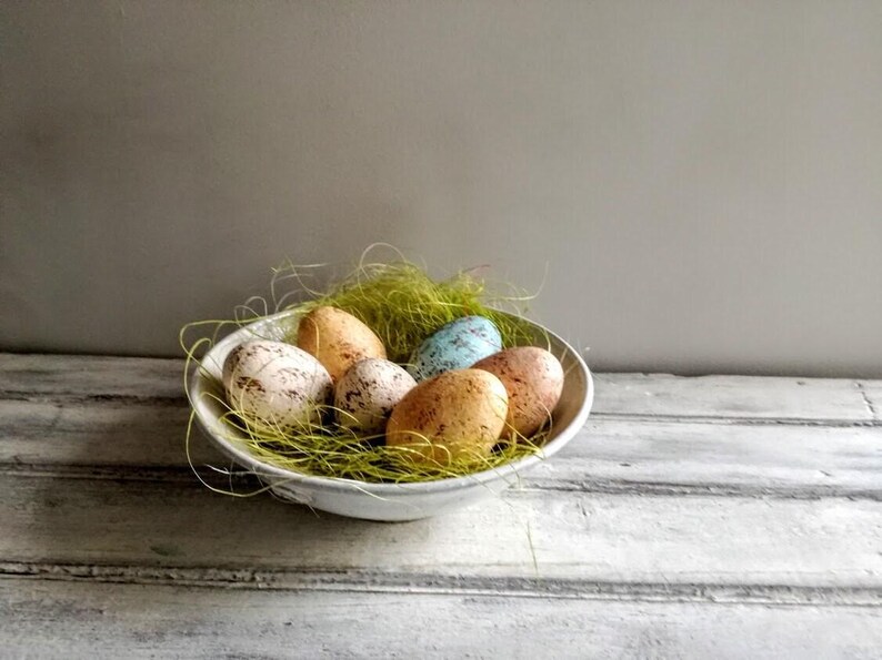 Yellow easter egg, solid ceramic easter egg, tan, splotched egg, easter decor egg, small easter egg, greek easter egg, natural egg colour image 3