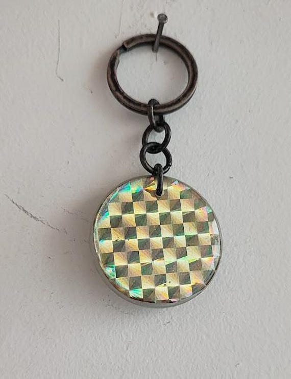 Vintage, plexi circle key ring, plexiglass, moder… - image 2