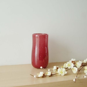 Vintage hand blown vase, greek hand blown glass vase in oxblood red, vintage glass vase, vintage red vase early nineties