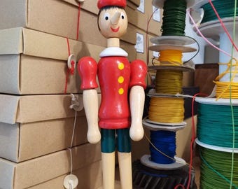 動くピノキオの置物、可動部分のあるビンテージピノキオのおもちゃ