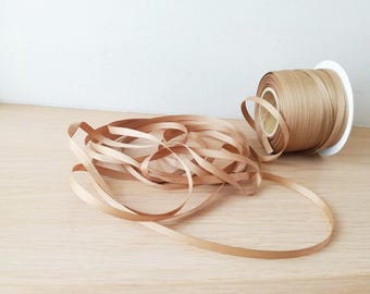 Beige grosgrain ribbon, light brown ribbon, thin, khaki brown, grosgrain trim, 10metres/10.95yds, gift wrapping and craft making trim