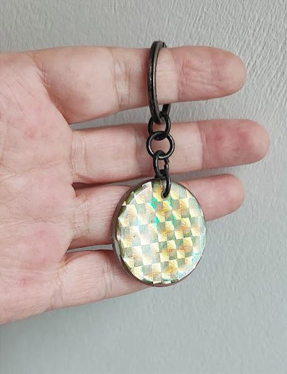 Vintage, plexi circle key ring, plexiglass, moder… - image 1