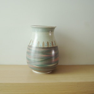 Vintage ceramic vase, grey green ceramic flower vase, classic form large flower vase