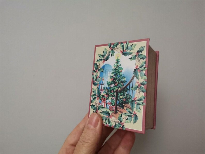 Xmas tree ornament, vintage xmas tree ornament in a box, traditional christmas tree miniature ornament in vintage box with xmas decor image 4