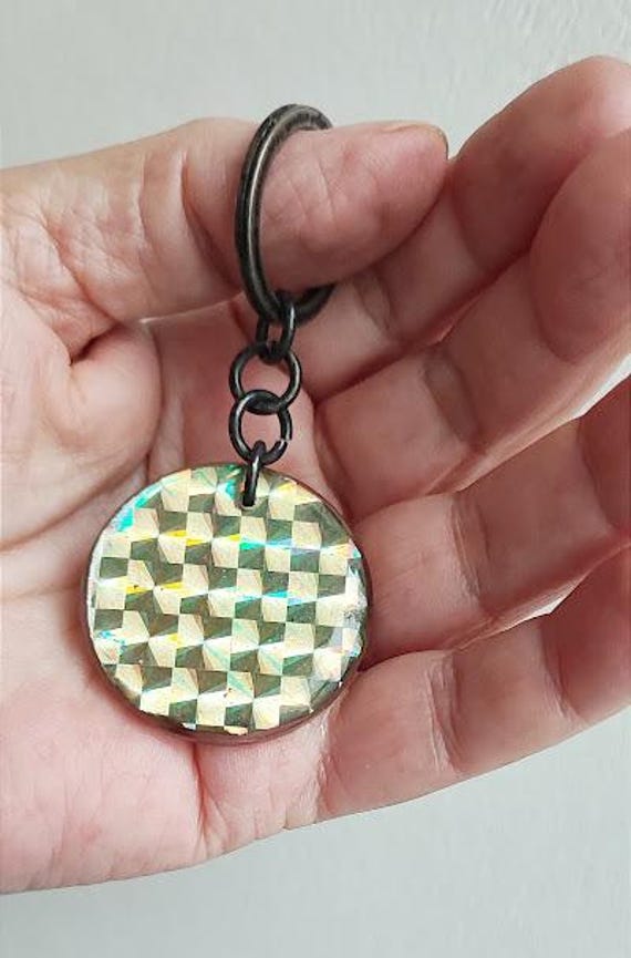 Vintage, plexi circle key ring, plexiglass, moder… - image 7