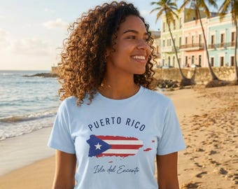 Camiseta con el mapa de Puerto Rico / Camiseta del orgullo boricua / Regalo de la isla / Recuerdo de PR
