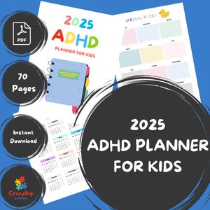 2025 ADHD Planer für Kinder: Druckbarer Tagesplaner, der Kindern hilft, organisiert und konzentriert zu bleiben und die Zeit für geschäftige Familien effektiv zu planen
